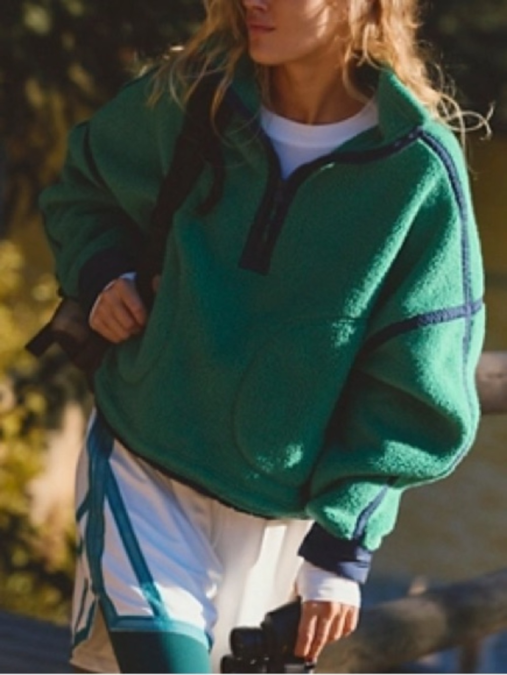 Free People Movement Mountain High Half Zip Fleece Green